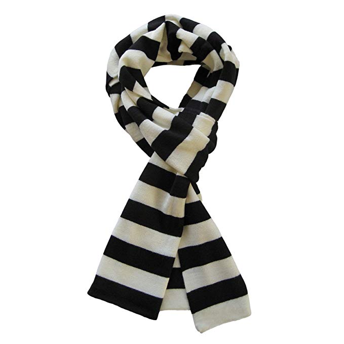 Soft Knit Striped Scarf - Black & White