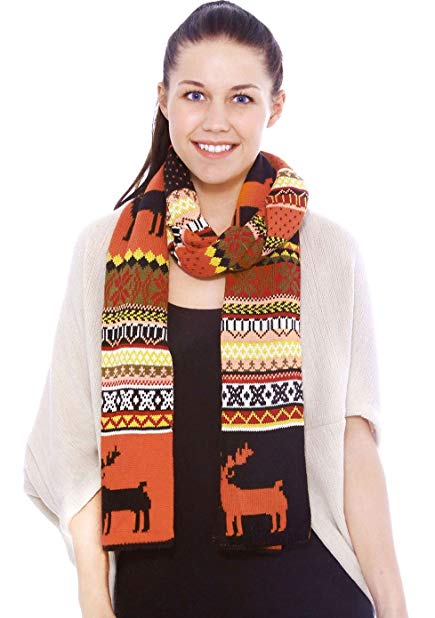 Simplicity Women's Winter Multi-Color Patterned Reversible Knit Scarf