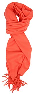 Love Lakeside-Women's Cashmere Feel Winter Solid Color Scarf Bright Coral