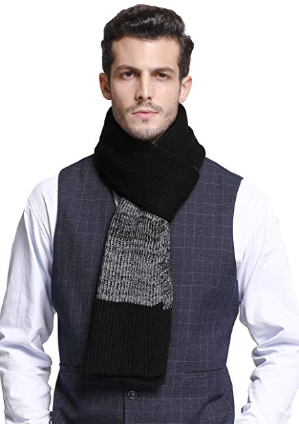 RIONA Men's Winter Cashmere Feel Australian Merino Wool Soft Warm Knitted Scarf with Gift Box