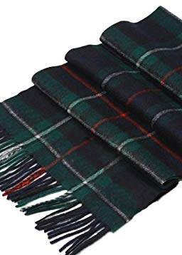 Wales Green Chequers Cashmere Scarf ’Charlie’ (Forest) 8466
