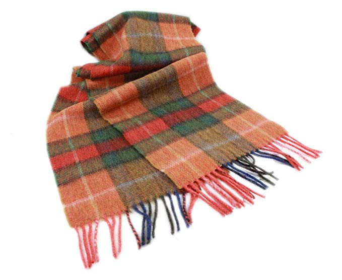 Plaid Wool Scarf Extra Long 100% Wool 10” x 80” Made in Ireland
