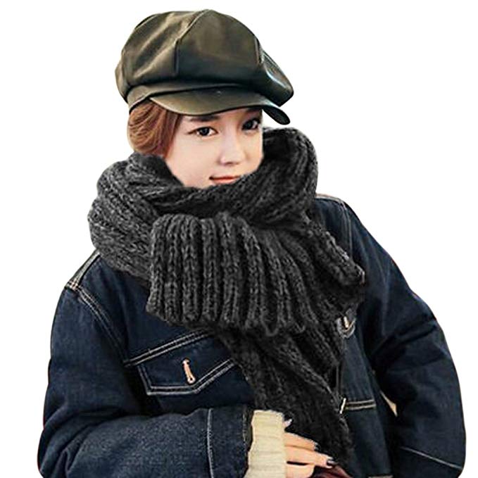 Fakeface Bao Core Unisex Couple Style Fashion Winter Warm Pure Color Knitting Wool Long Scarf Wrap Infinity Scarf