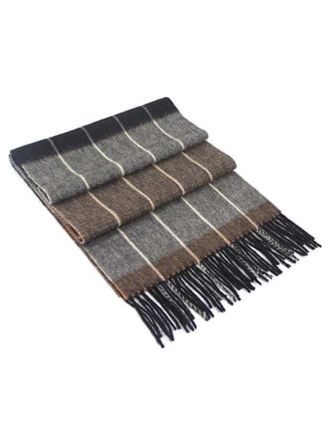 Dahlia Men's 100% Luxurious Wool Scarf - Box Awning Stripes