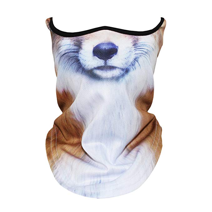 JIUSY 3D Animal Neck Gaiter Warmer Windproof Face Mask for Ski Halloween Party