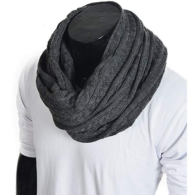 Stylish Men Cable Soft Knit Winter Infinity Scarf