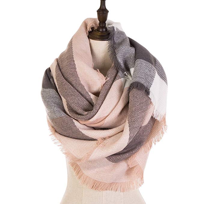 eUty Unisex-Adult Autumn Winter Soft Stripe Scarf, Gray and White