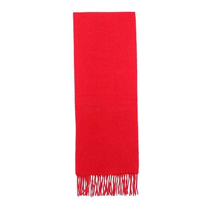 Aqueena Men's New Wool Pure Color Long Scarf With Tassels