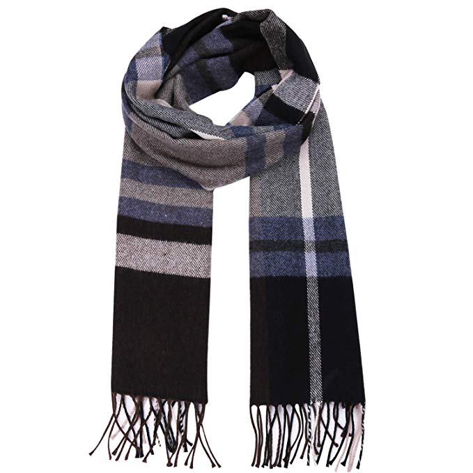 SOJOS Plaid Tartan Cashmere Scarves with Tassels for Men and Women SC3010