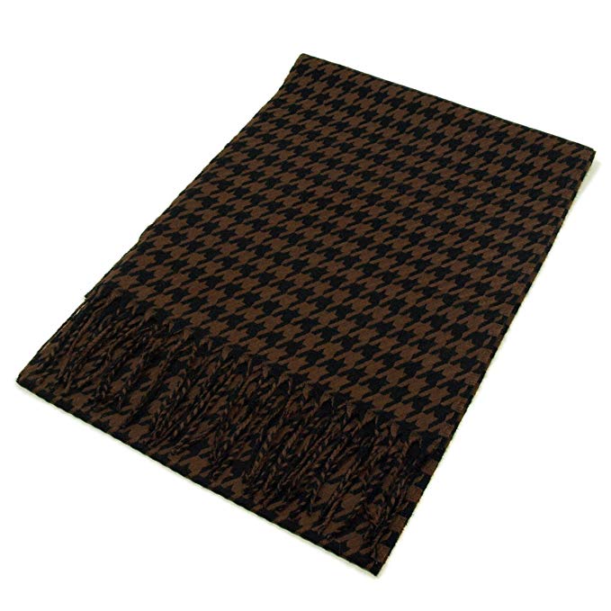 Classic Premium Unisex Houndstooth Winter Fringe Scarf - Different Colors Available