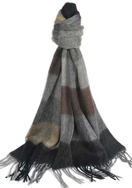 Wool Cashmere Feel Winter Scarf Shawls And Wrap, Classic Solid Or Plaid Soft Scarves For Men & Women