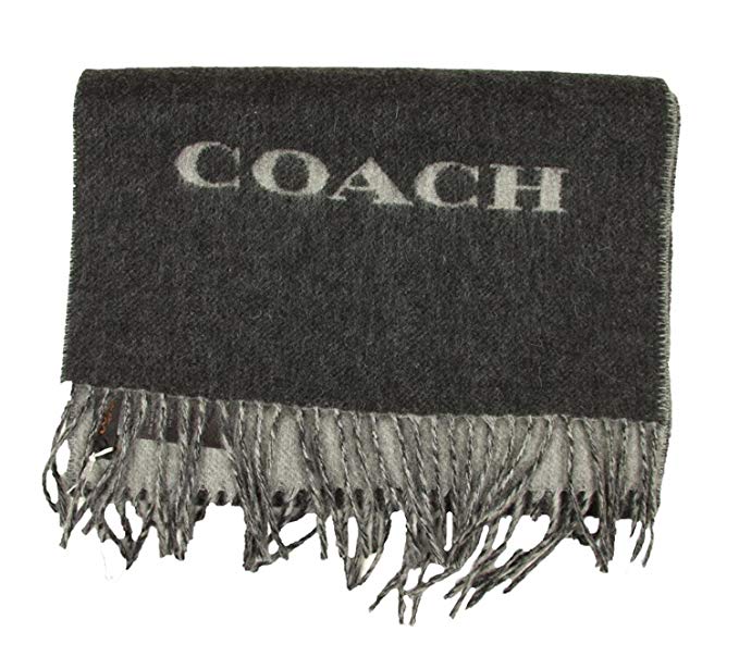 Coach Mens Bi Color Double Face Wool Scarf in Charcoal Grey85134