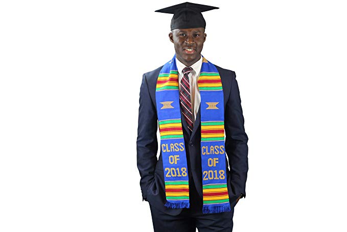 DashikiMe Class of 2018 Graduation Stole (Blue) ,Black ,One Size