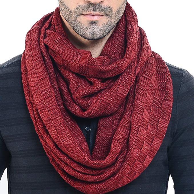 Men Knit Scarf Warm Winter Infinity Scarves E5031b