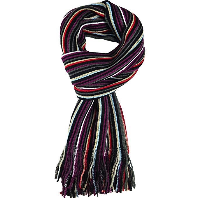 Knit Winter Scarf In 8 Colors, Warm And Soft With Stylish Stripes By Debra Weitzner