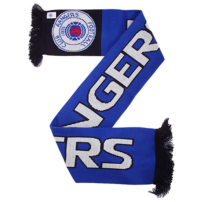 Rangers FC Official Nero Knitted Football Crest Supporters Scarf