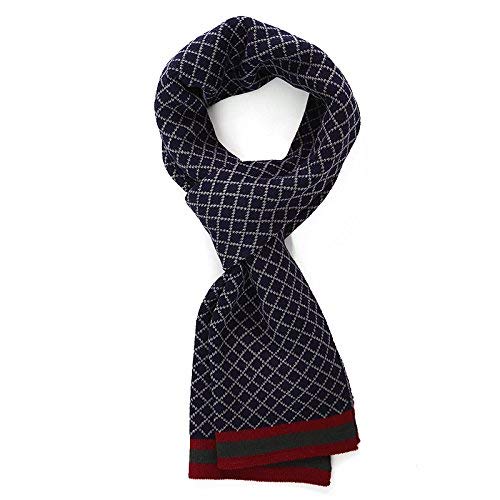 Men's Scarf Classic Scarf Knitted Gentlemen's Scarf Fall and Winter Unisex Scarf (Blue&Gray)