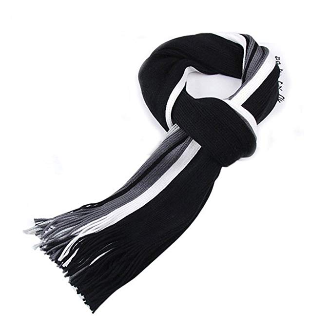 Weimay Classic Cashmere Winter Knitted Striped Scarf Scarves for Men (black)