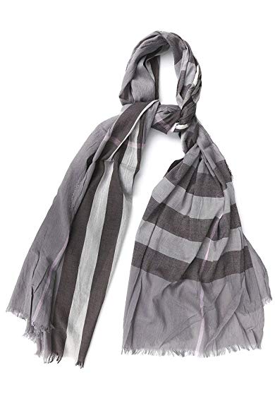 Blue Pacific Brushed Linen Plaid Scarf