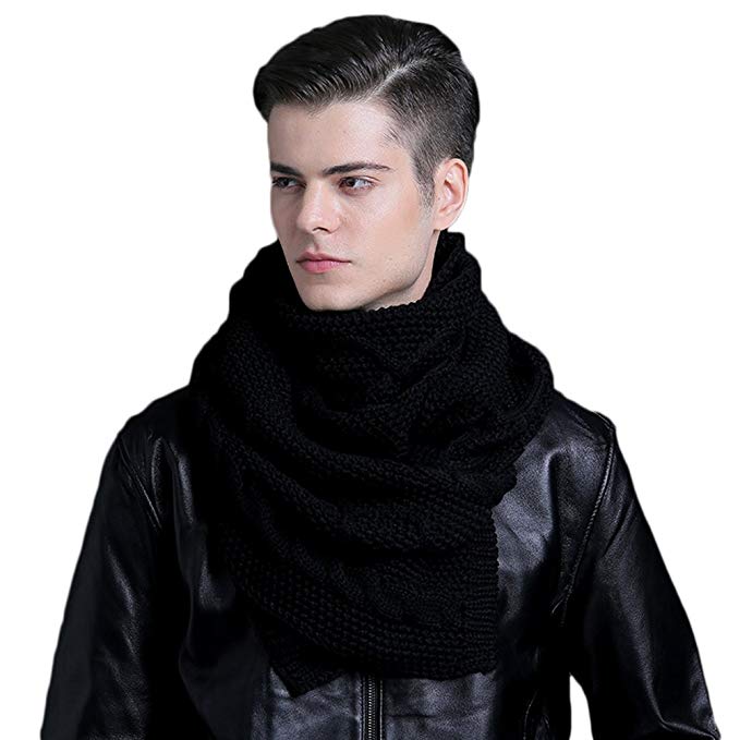 CACUSS Men's Solid Winter Scarf Long Knitted Neckwear Soft Warm Scarves