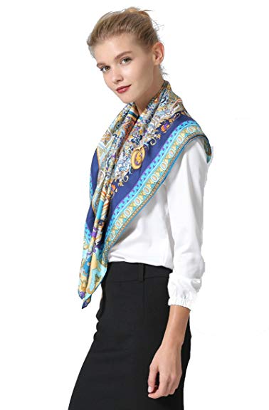 Silk Scarfs For Women, Jeelow 100% Pure Silk Scarves Square 36in Mulberry Or Twill Silk Scarf For Hair