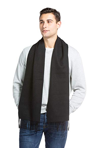 Fishers Finery Men's 100% Pure Cashmere Winter Scarf; 2-Ply Dehaired