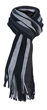 Mens Outdoor Warm Knitted Fashion Striped Winter Scarf for Cold Weather