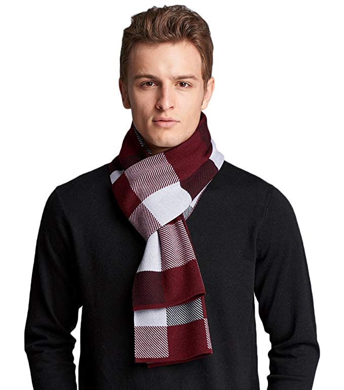 RIONA Men's Merino Wool Blend Knitted Scarf - Soft Warm Cashmere Feel Neckwear with Gift Box