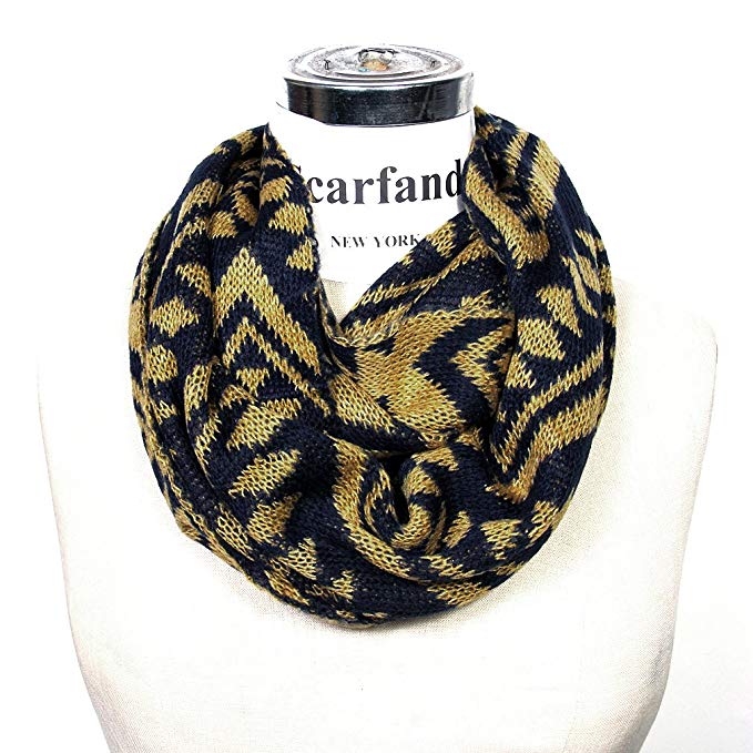 Scarfand's Zig Zag Patterned Small Infinity Knit Scarf Neck Warmer