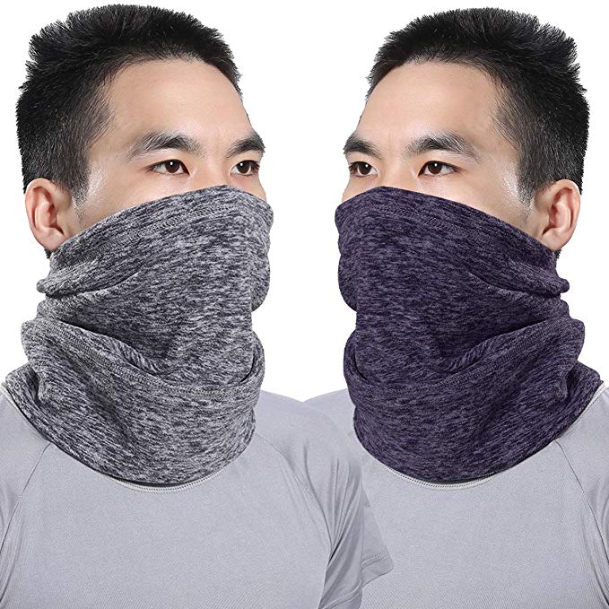 JIUSY Adjustable Soft Fleece Neck Warmer Short Scarf Face Mask - (2Pack/1Pack)