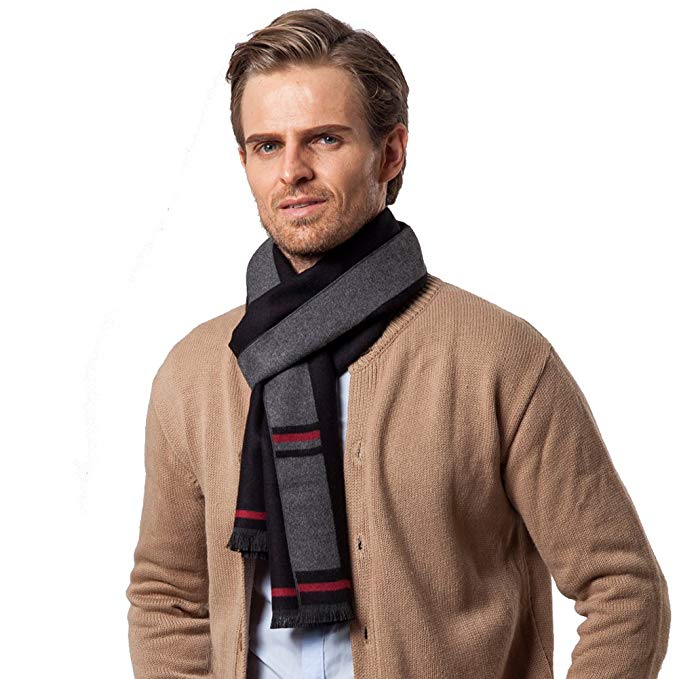 Runtlly Men's Classic Super Soft Luxurious Cashmere Feel Winter Scarf
