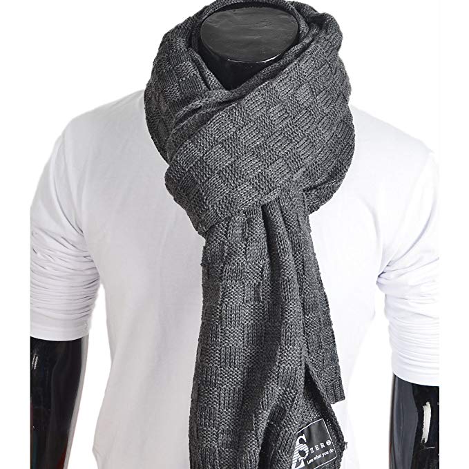 Men's Long Scarf Knit Cable Scarf Soft Winter Scarves