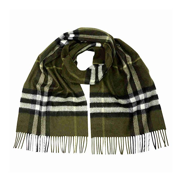 Burberry Classic Cashmere Scarf in Check - Olive