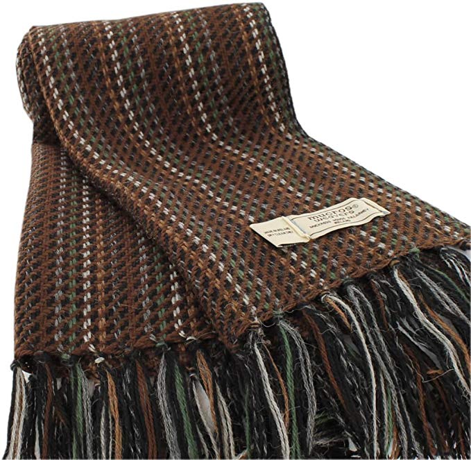 Mens Wool Scarf, Handwoven in Ireland, Traditional Fishermans Scarf, Brown