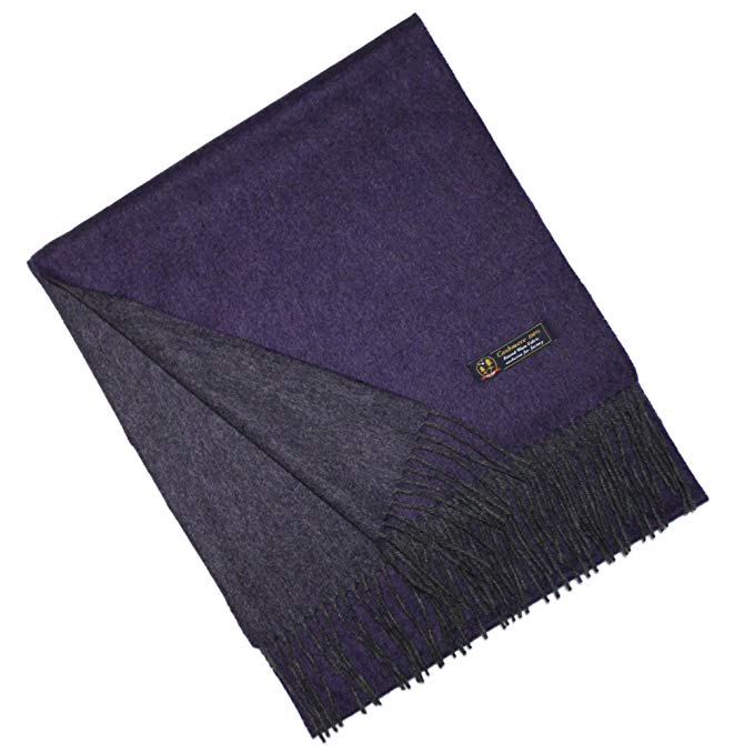 BUYER Men's High-Quality 100% Cashmere Reversible Scarf