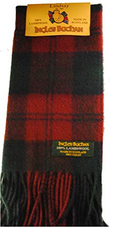 100% Lambswool Made in Scotland Scarf in Lindsay Scottish Tartan 55 inches long