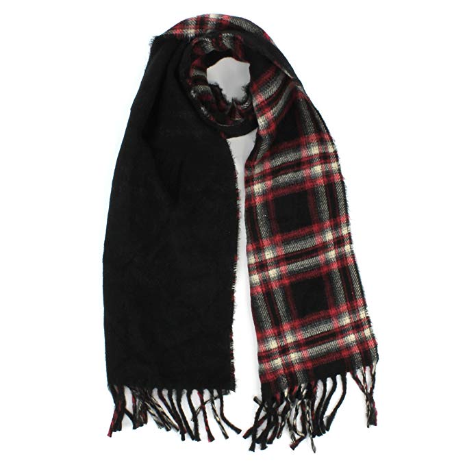 Chaps Plaid Reversible Scarf with Fringed Ends for Men