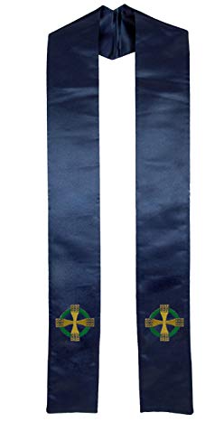 Deluxe Satin Clergy Stole with Embroidered Celtic Cross