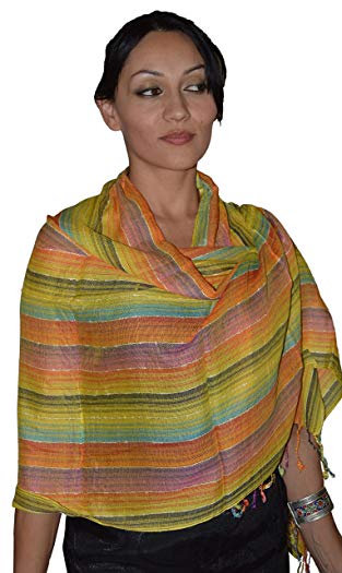 Moroccan Shoulder Shawl Breathable Cotton Oblong Head Scarf Silky Soft Exquisite Wrap Yellow