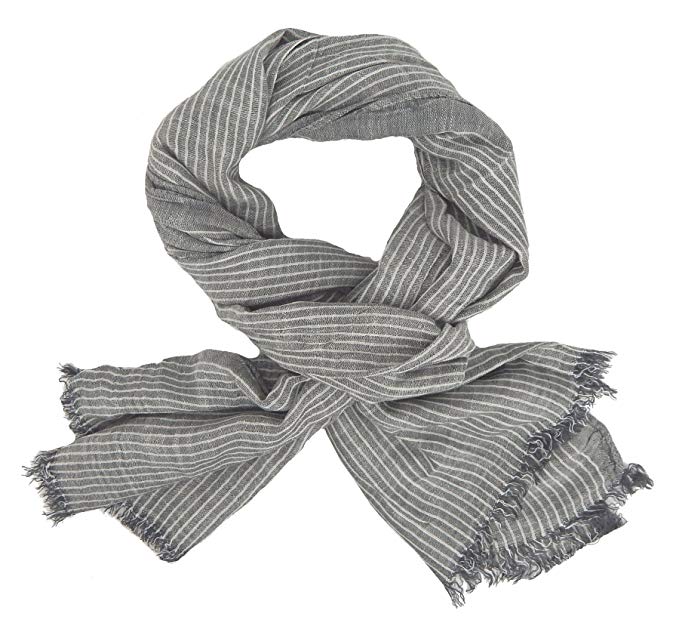 Ella Jonte mens scarf grey white striped cotton casual-style