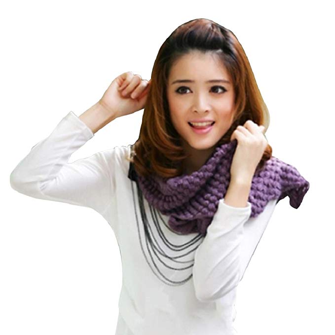 Shuohu Women's Knit Circle Loop Crochet Infinity Snood Scarf Winter Warm Neck Scarf