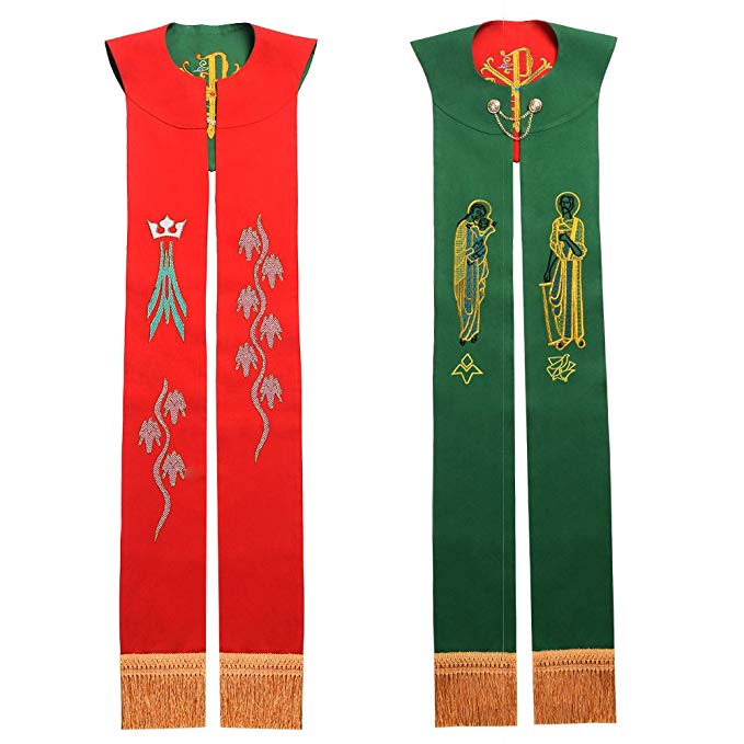 BLESSUME Priest Reversible Stole Embroidered Chasuble Stole