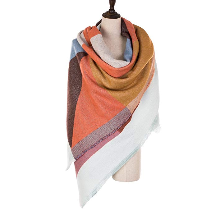 eUty Unisex Autumn Winter Soft Stripe Scarf, One Size, 4 Color Geometric