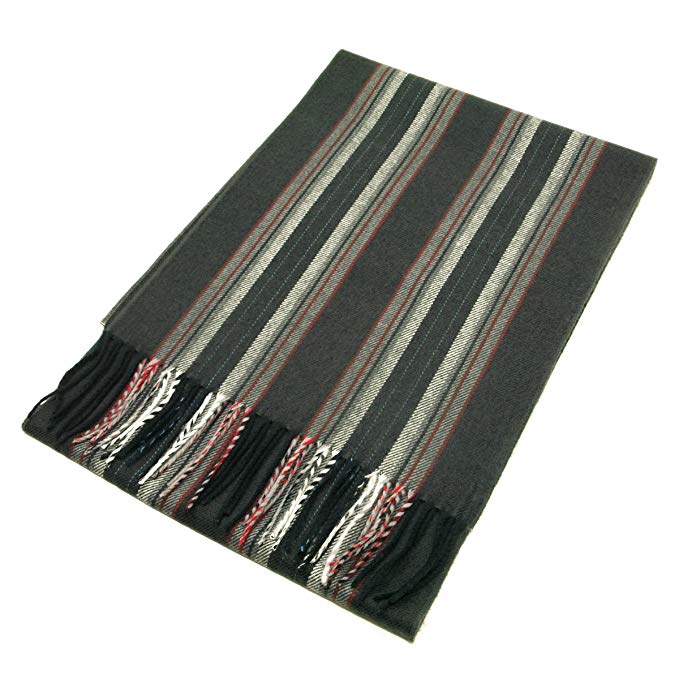 Premium Men's Vertical Striped Scarf With Fringe - Different Colors Available
