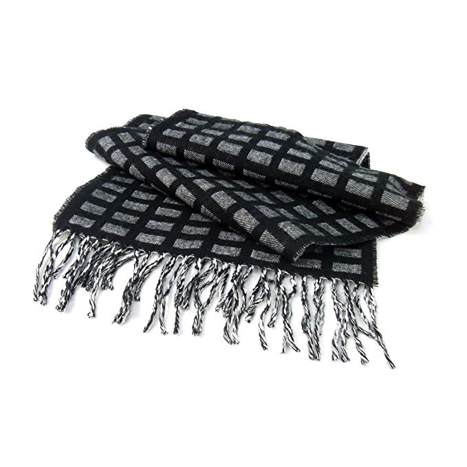 LA77 Casual Scarf-Black & White- 12 inches wide x 70 inches long