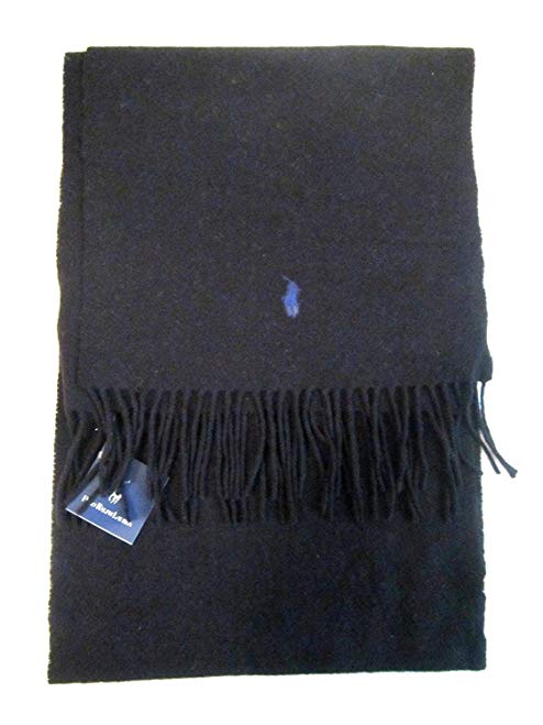 Ralph Lauren Lambswool Scarf with Fringes Black